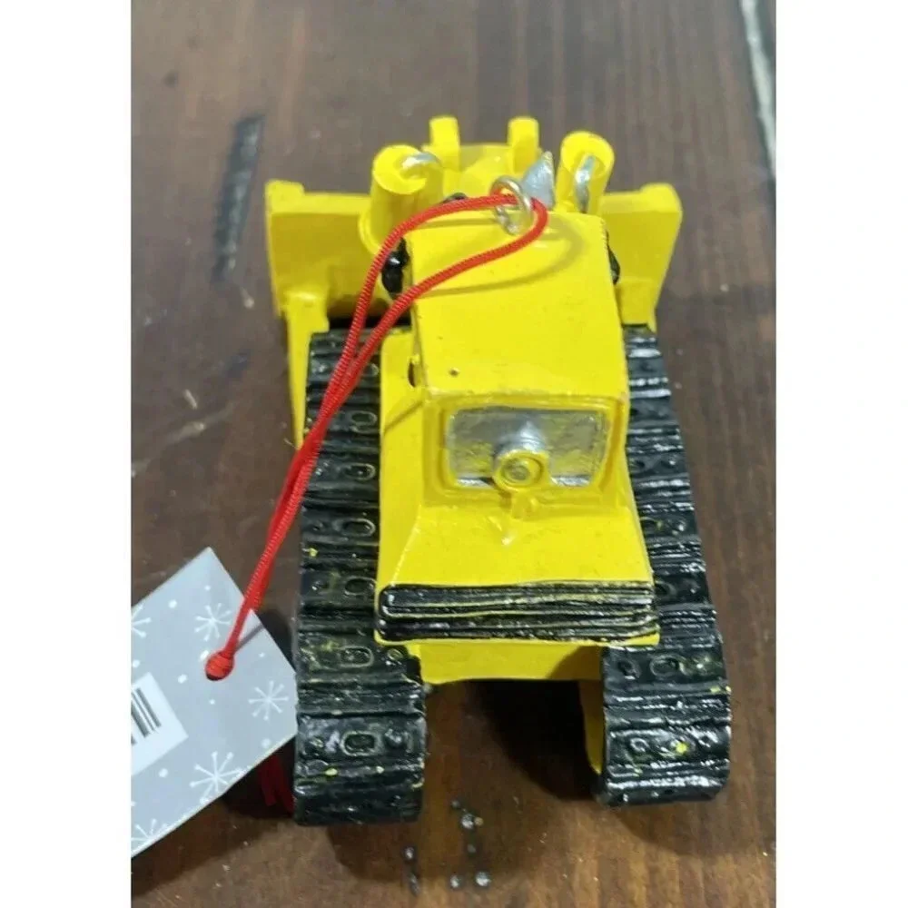 Bulldozer Black Yellow Christmas Holiday‎ Ornament NWT Cake Topper Construction